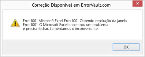 microsoft errore 1001|Excel error 1001 .